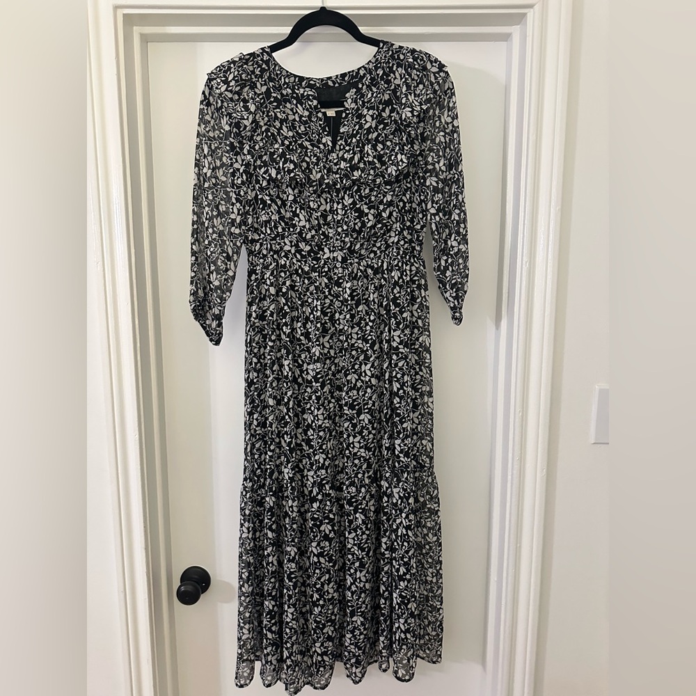 LOFT Black 3/4 Sleeve Sundress